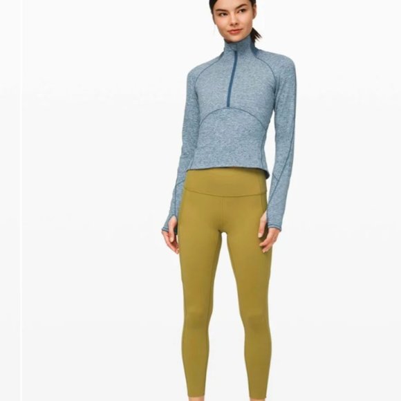 Lululemon SZ 8 Heathered Blue Always Alert 1/2 Zip Collared Jacket Reflective - Picture 3 of 10